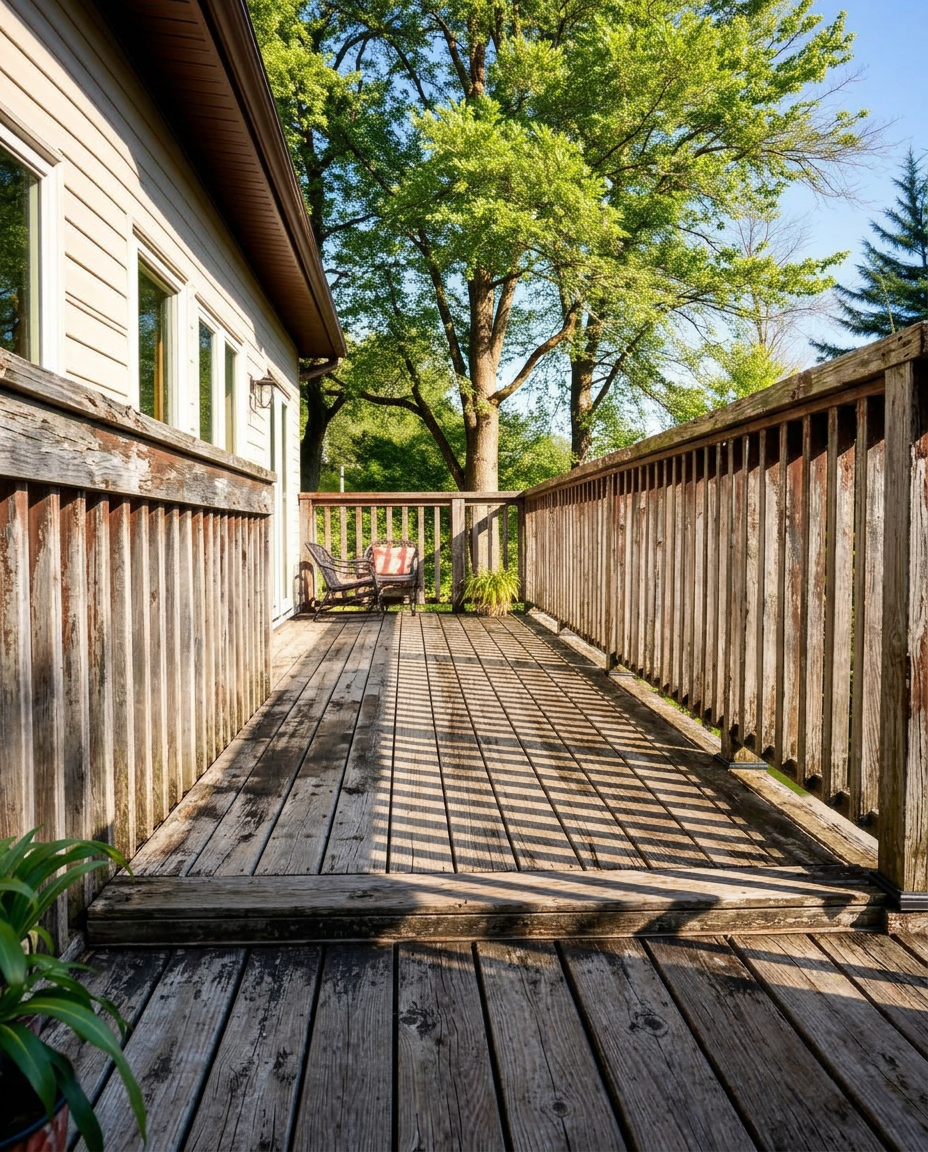 Backyard wood deck — before